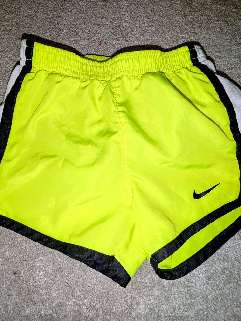Nike Neon Yellow Running Shorts with Black Accents. Size 4.